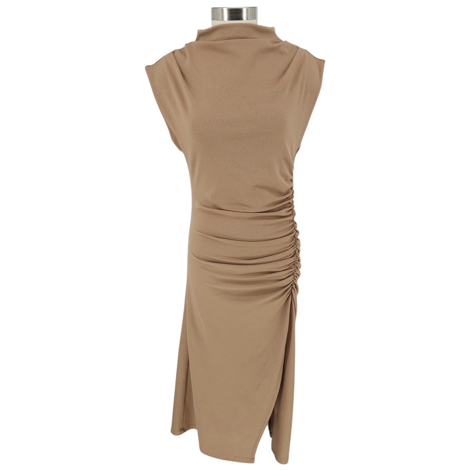 Anthropologie Maya Midi Sheath Dress Cedar Brown Sleeveless Ruched Petite NWT PM