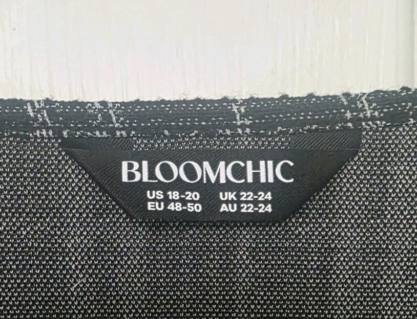 BloomChic Stretchy Textured Tiered Mini Dress Pockets Black White 18-20/2X NWOT