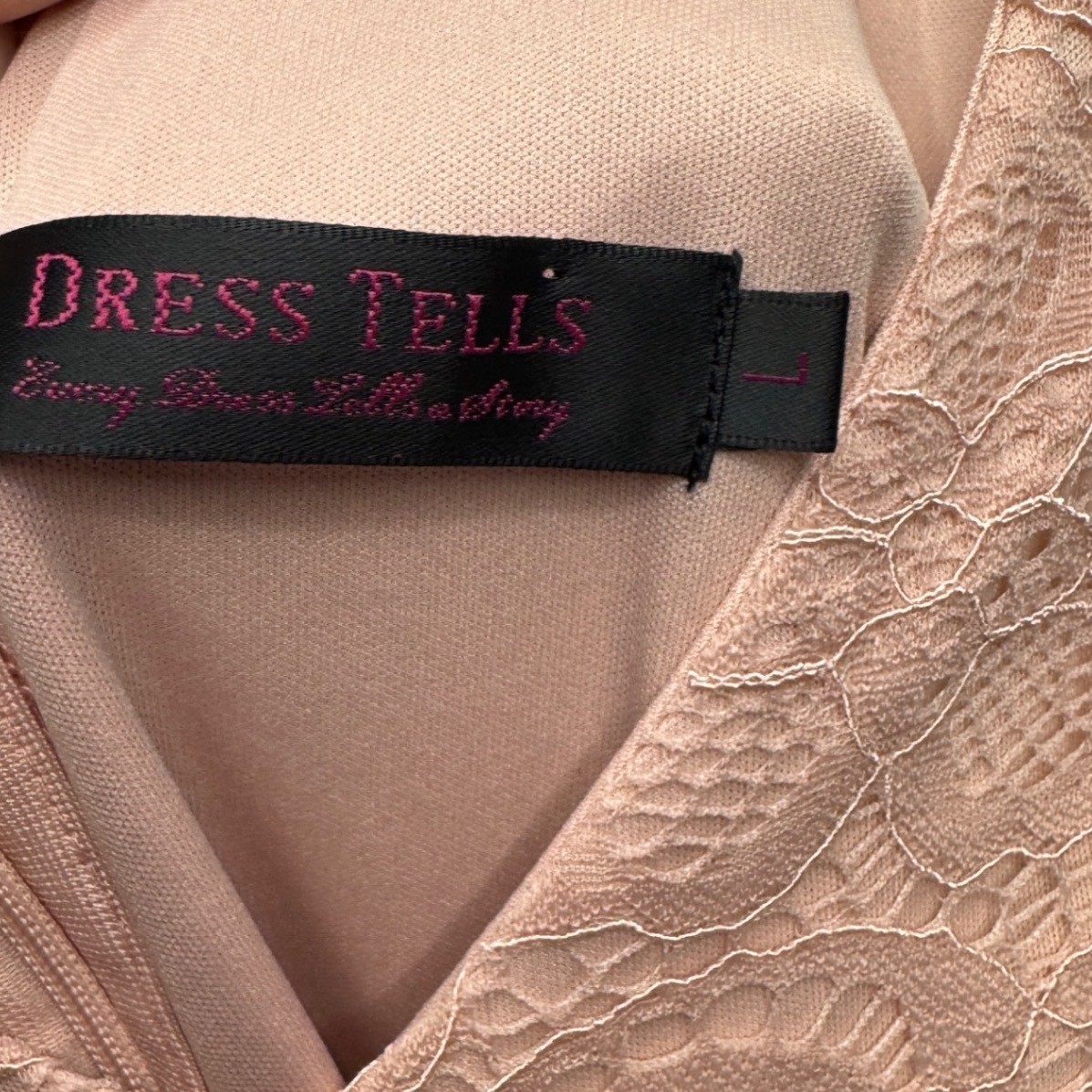 Dress Tells Dusty Rose Lace Chiffon Flutter Sleeve Formal Maxi Gown Pink Large