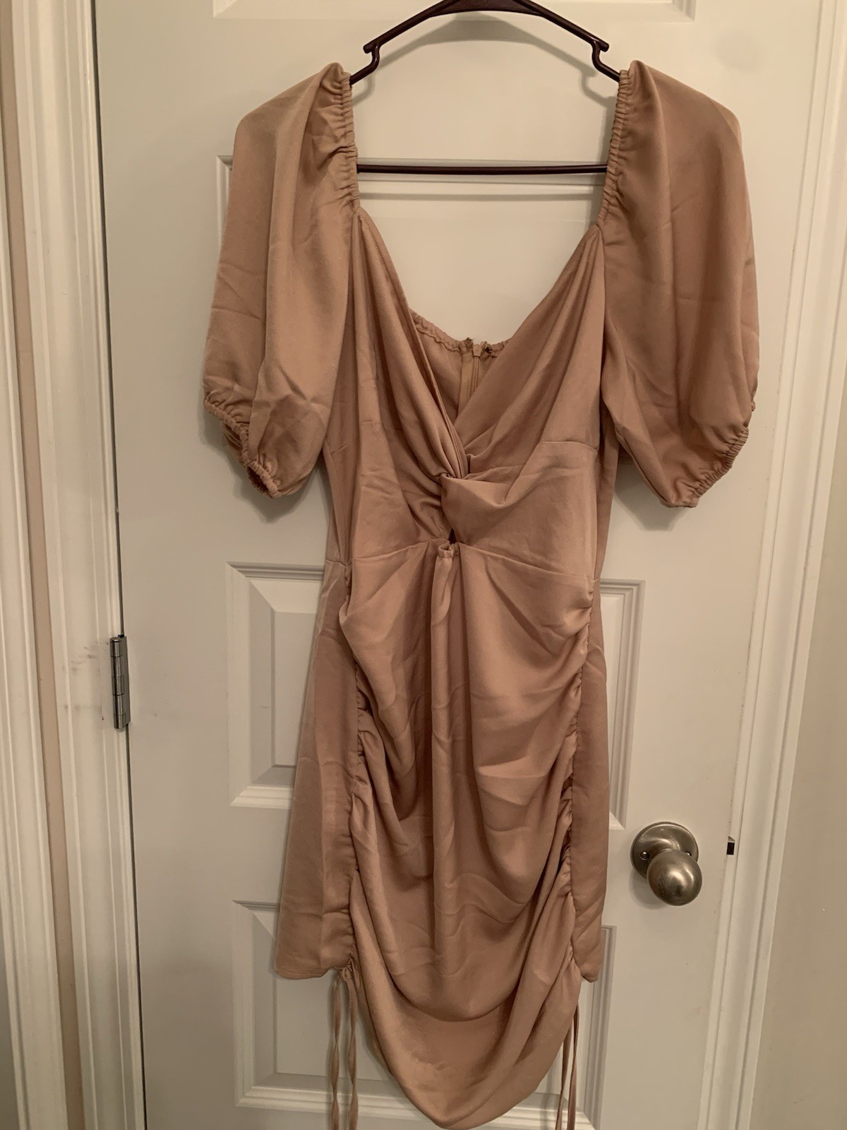 Women’s Medium Peachy Beige Ruched Dress By Fiestar