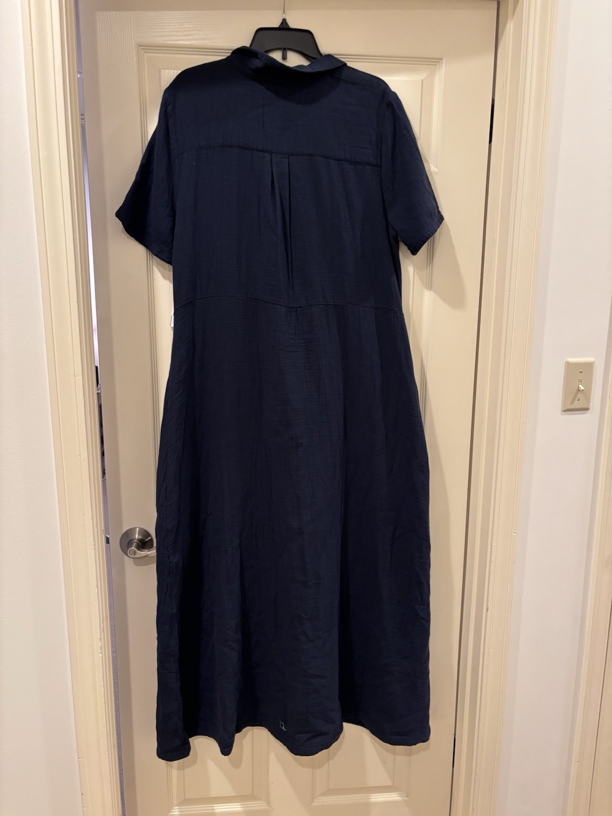 Caslon NWT Navy Collared Button Front Belted Maxi Dress Short Sleeve XL