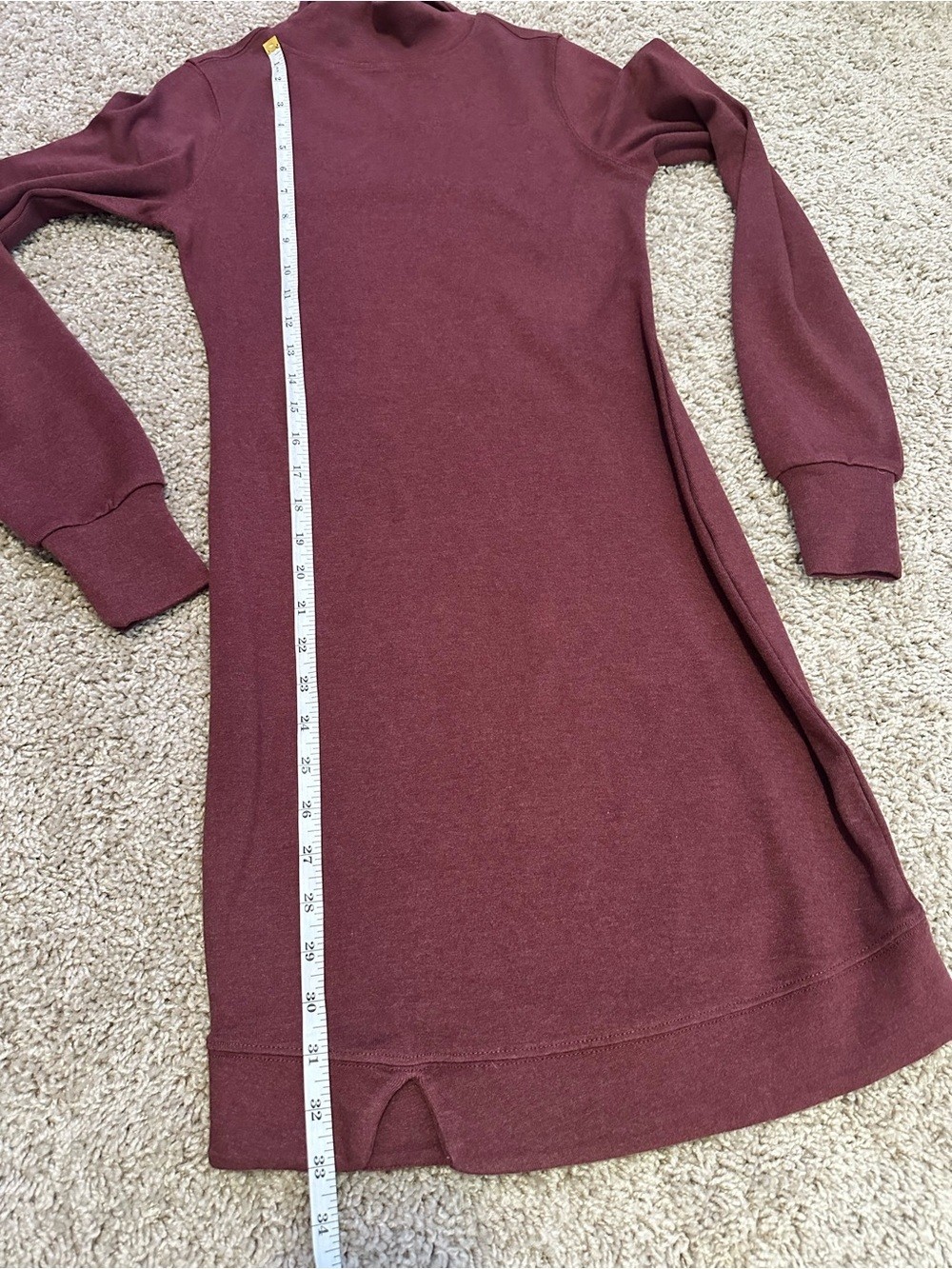 The Normal Brand Mock Neck Sweatshirt Dress XS Burgundy Cotton Blend