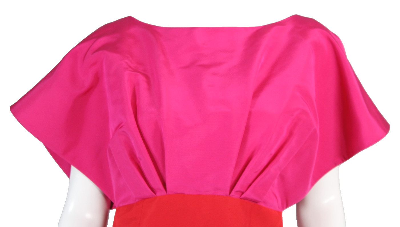 CAROLINA HERRERA $3,990 NWT 2023 Cerise Pink & Red Silk Faille Column Gown 6