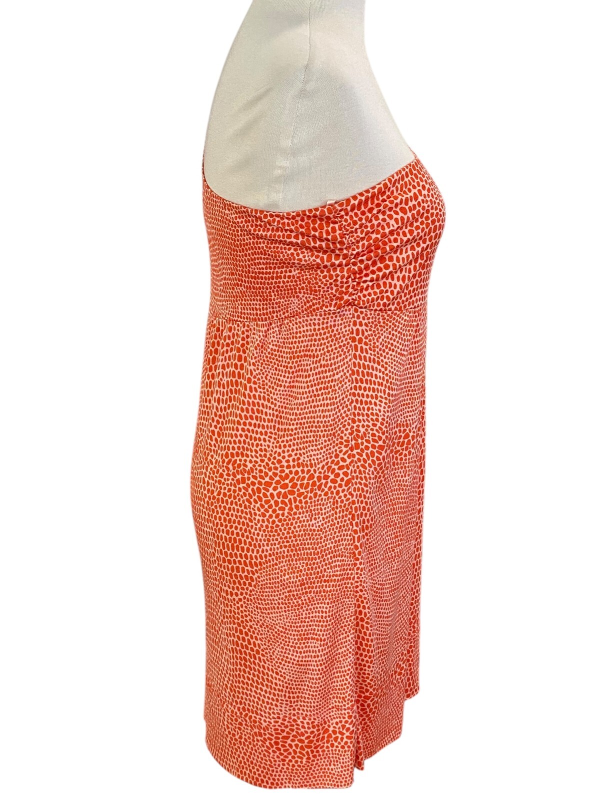 Britt Ryan Orange Red One Shoulder 100% Silk Stretch Sheath Dress Size 8