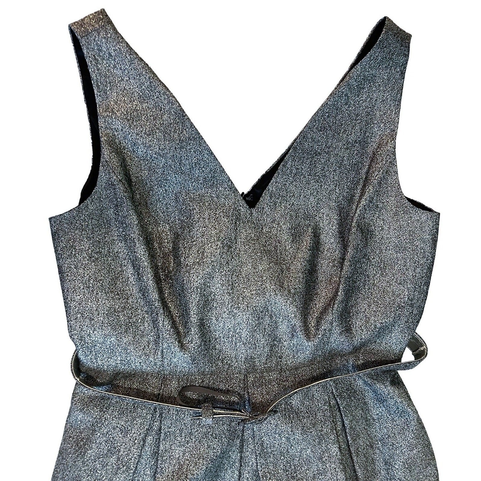 White House Black Market Metallic Silver Tulip Dress NWT 4P Cocktail Party
