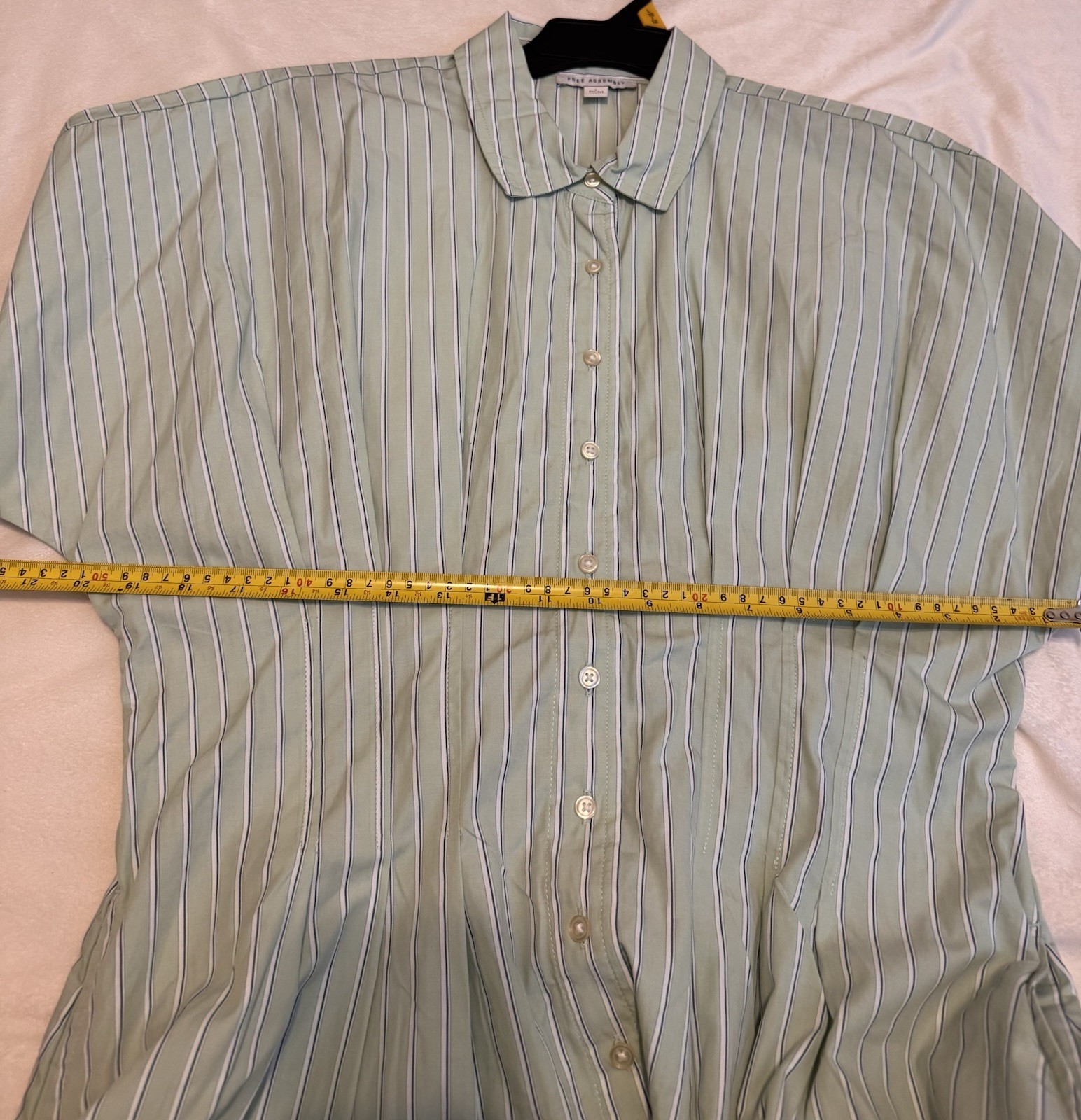 Free Assembly Women’s Cotton Corset Mini Shirtdress with Short Sleeves,Mint,L