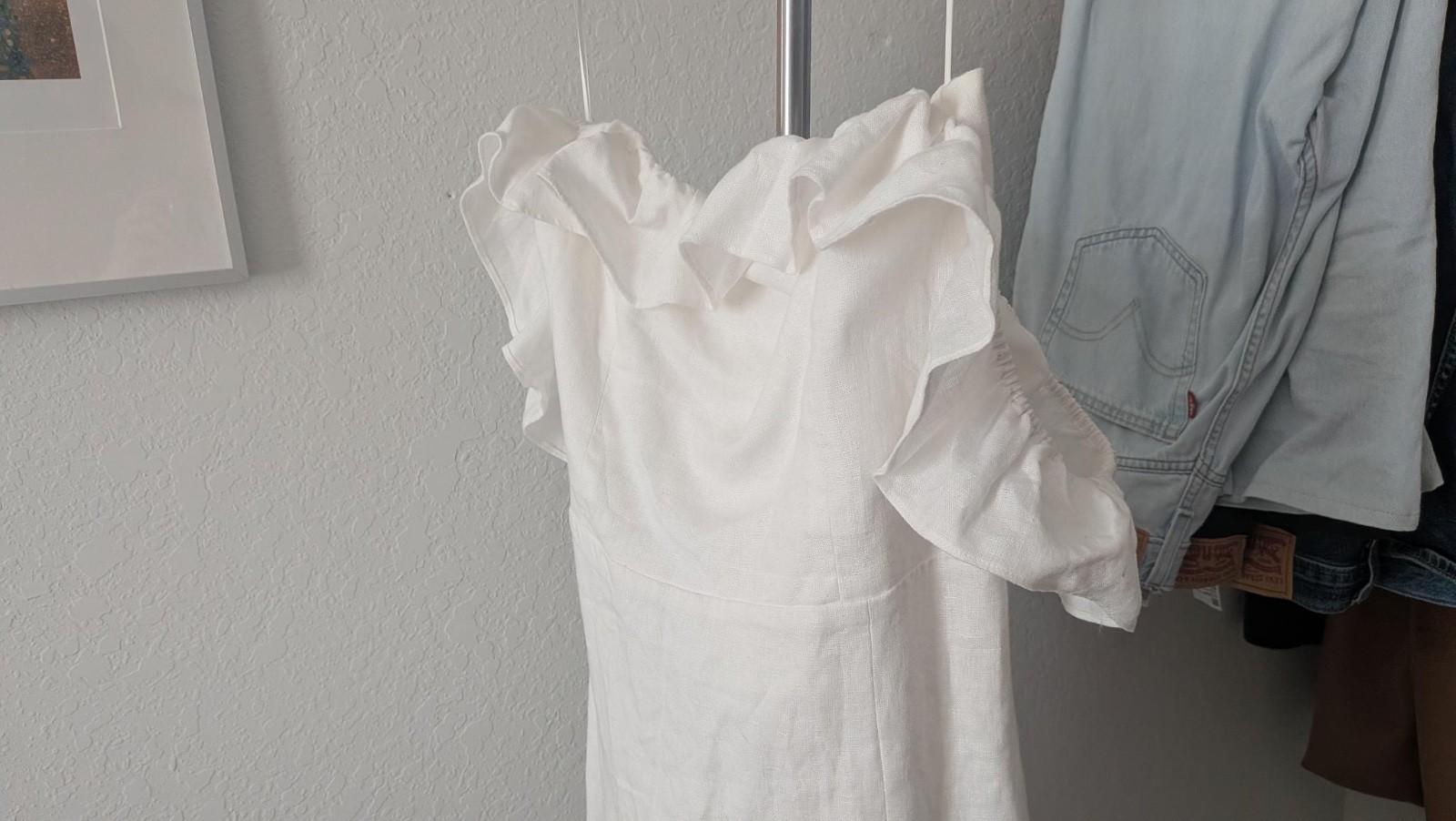 Reformation Amethyst White Dress, Size 10, 100% Linen, Great Condition