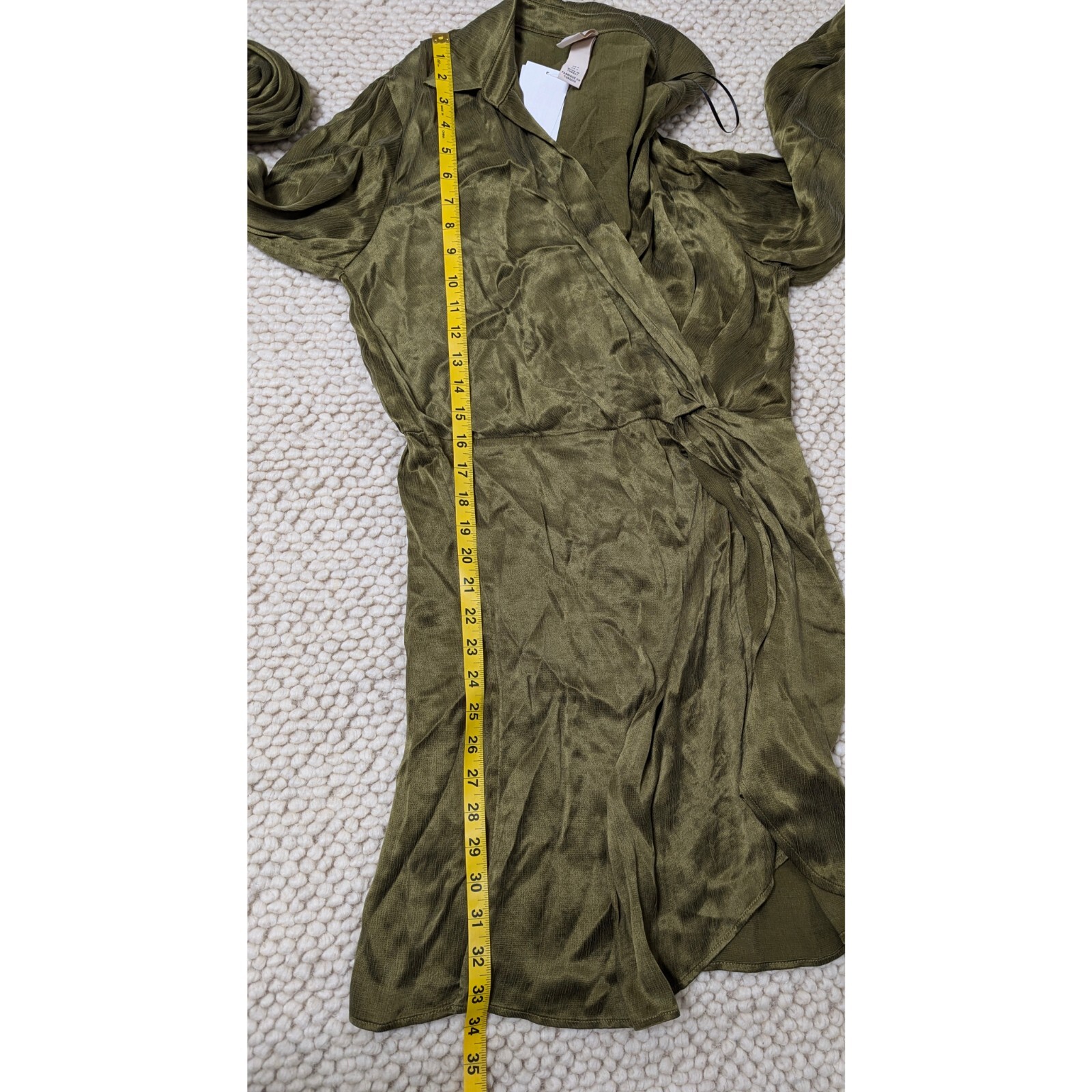 H&M Low-cut V-neck Wrapover Tunic with Draped Knot Detail Size 6