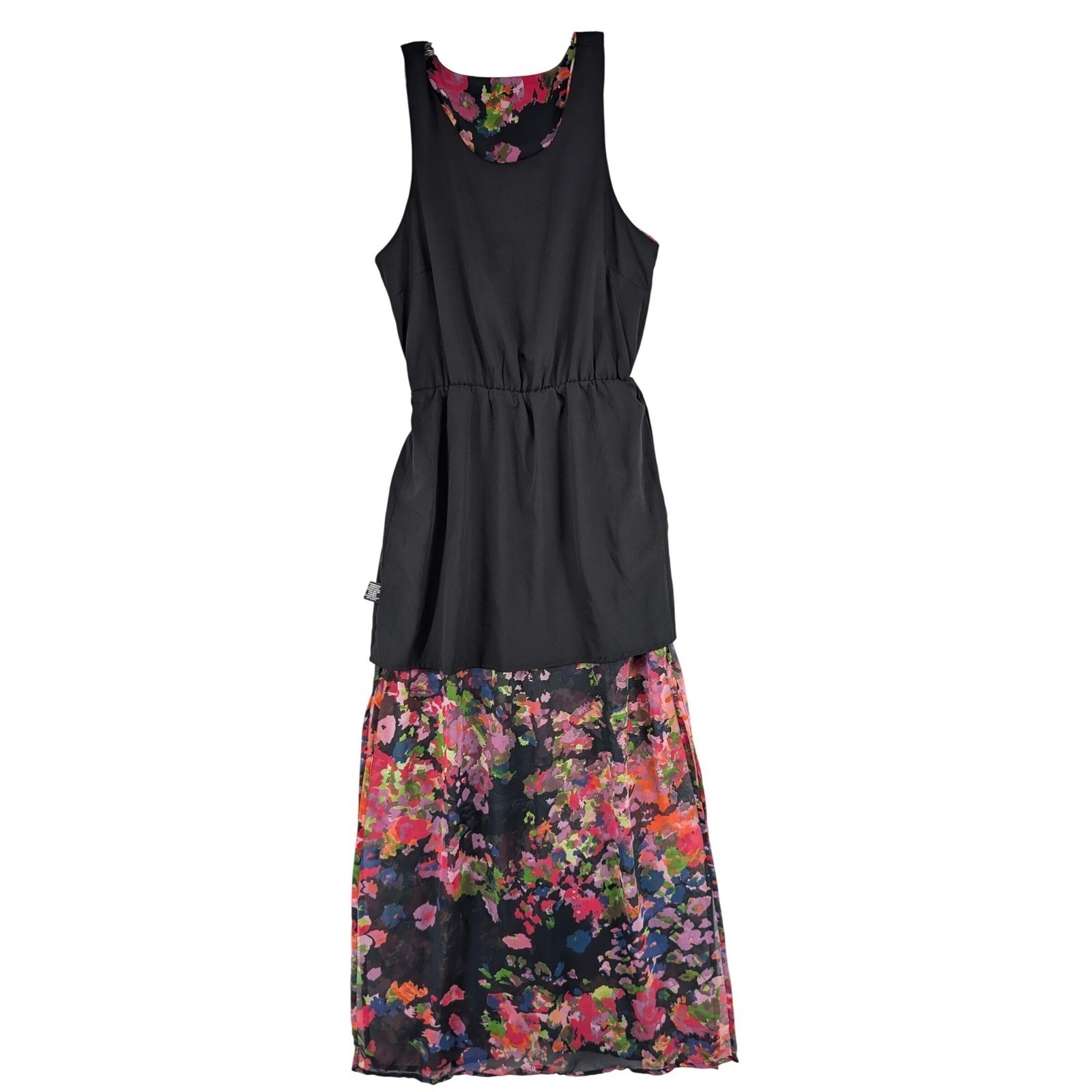 W118 Walter Baker Womens Floral Watercolor Maxi Dress Sleeveless S Racerback