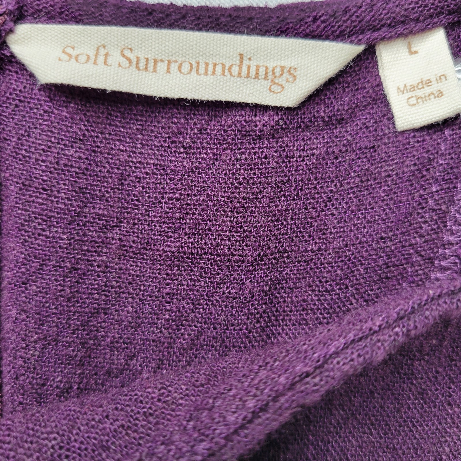 Soft Surroundings Dress Size L Purple Cold Shoulder Oversized Dolman Linen Blend