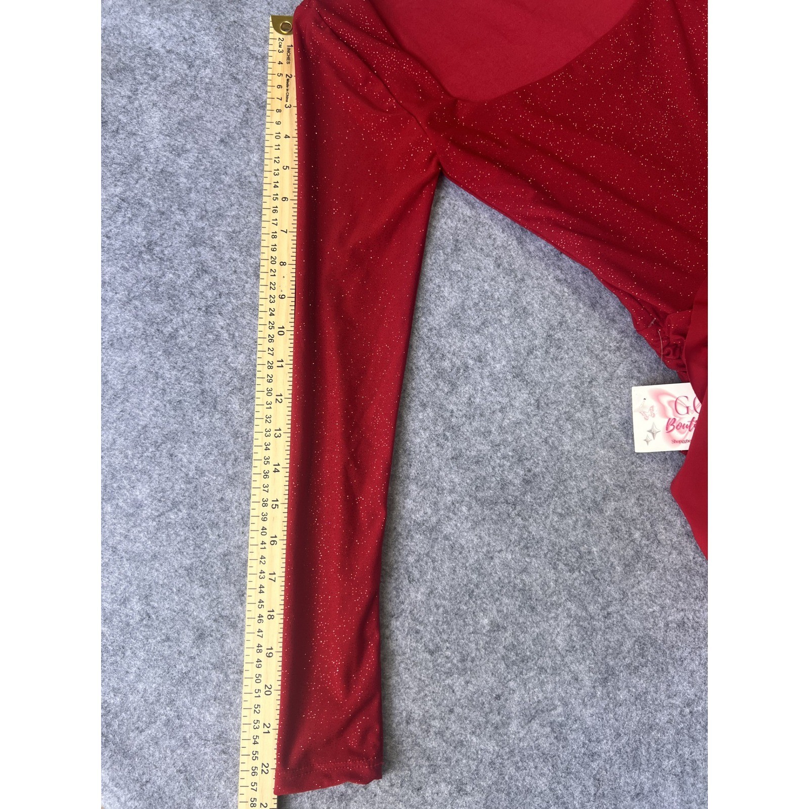 GG Boutique Tiered Ruffle Romper Dress XSmall Red Glitter Long Sleeve Skort