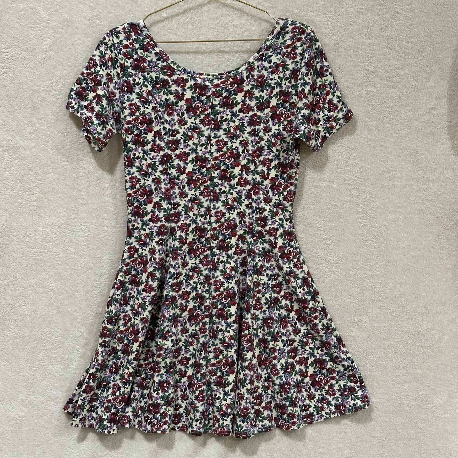 Vintage Simply Basic Juniors Medium Floral Dress Colorful Made In USA