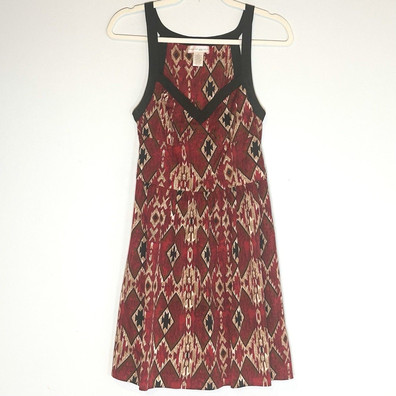 Band of Gypsies Burgundy Southwestern Mini Dress Boho Tribal Festival