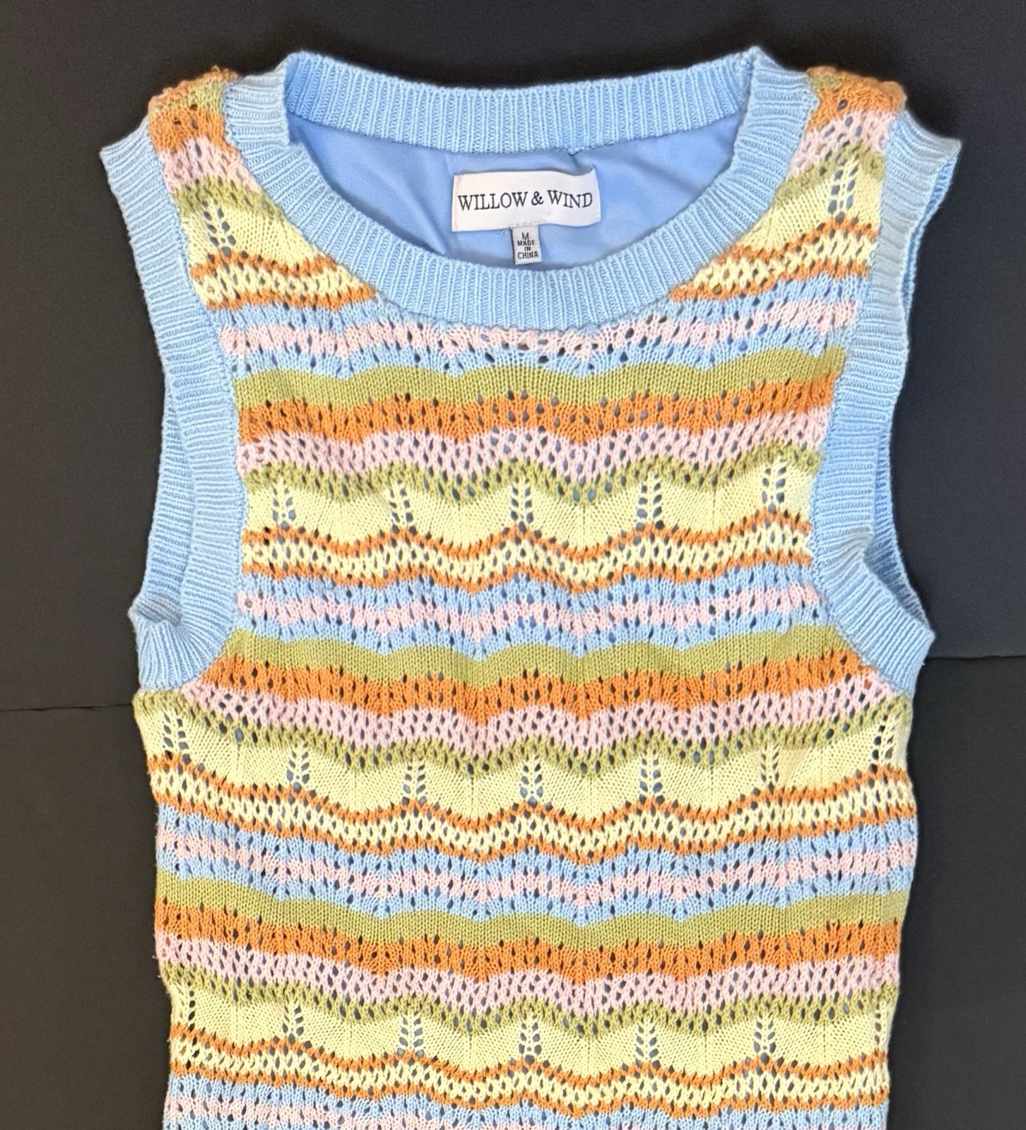 Willow & Wind Multicolor Striped Crochet Knit Sleeveless Midi Tank Dress Size M