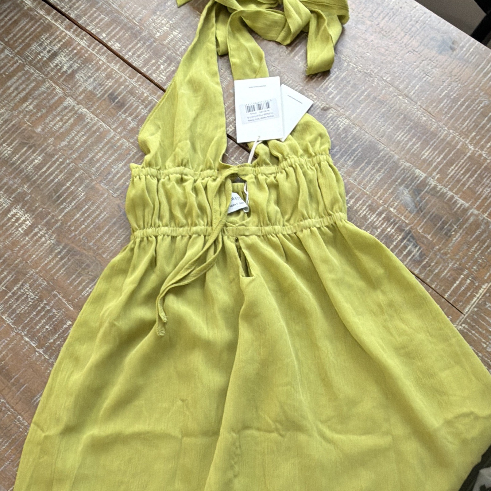 Pepper mayo Mini Dress Womens US 4 Green Solid Halter Sleeveless Short
