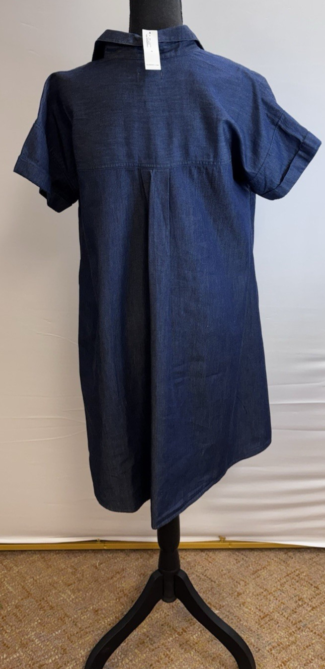 OLD NAVY WOMENS MEDIUM DARK WASH DENIM SHORT SLEEVE TRAPEZE DRESS NEW WITH TAG