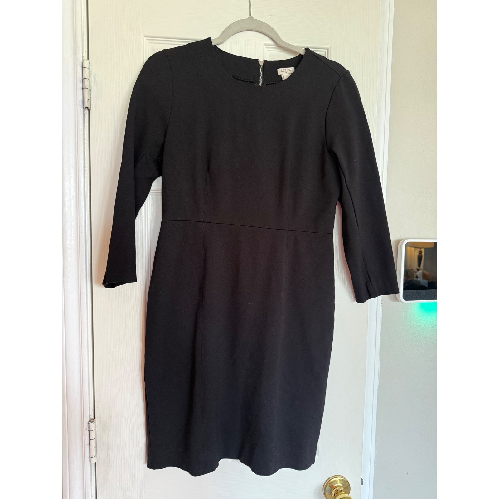 J.Crew Womens Black 3/4 Sleeve Sheath Dress Size 6 Professional Workwear
