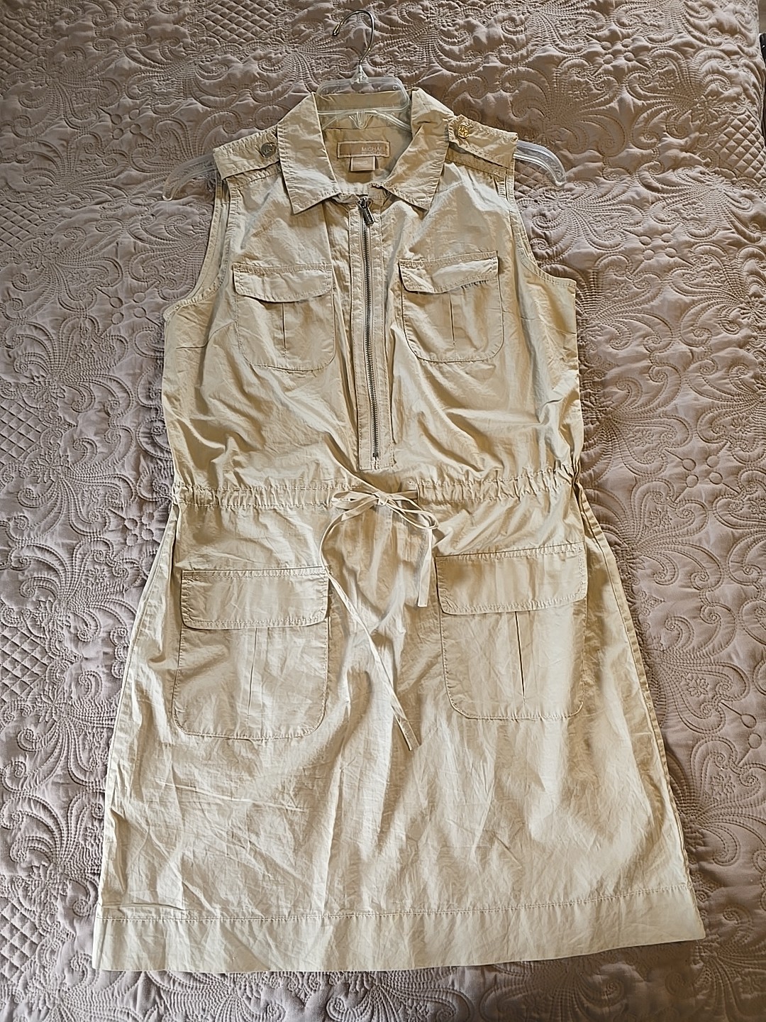 Michael Kors womens KHAKI UTILITY DRESS dresses “L”