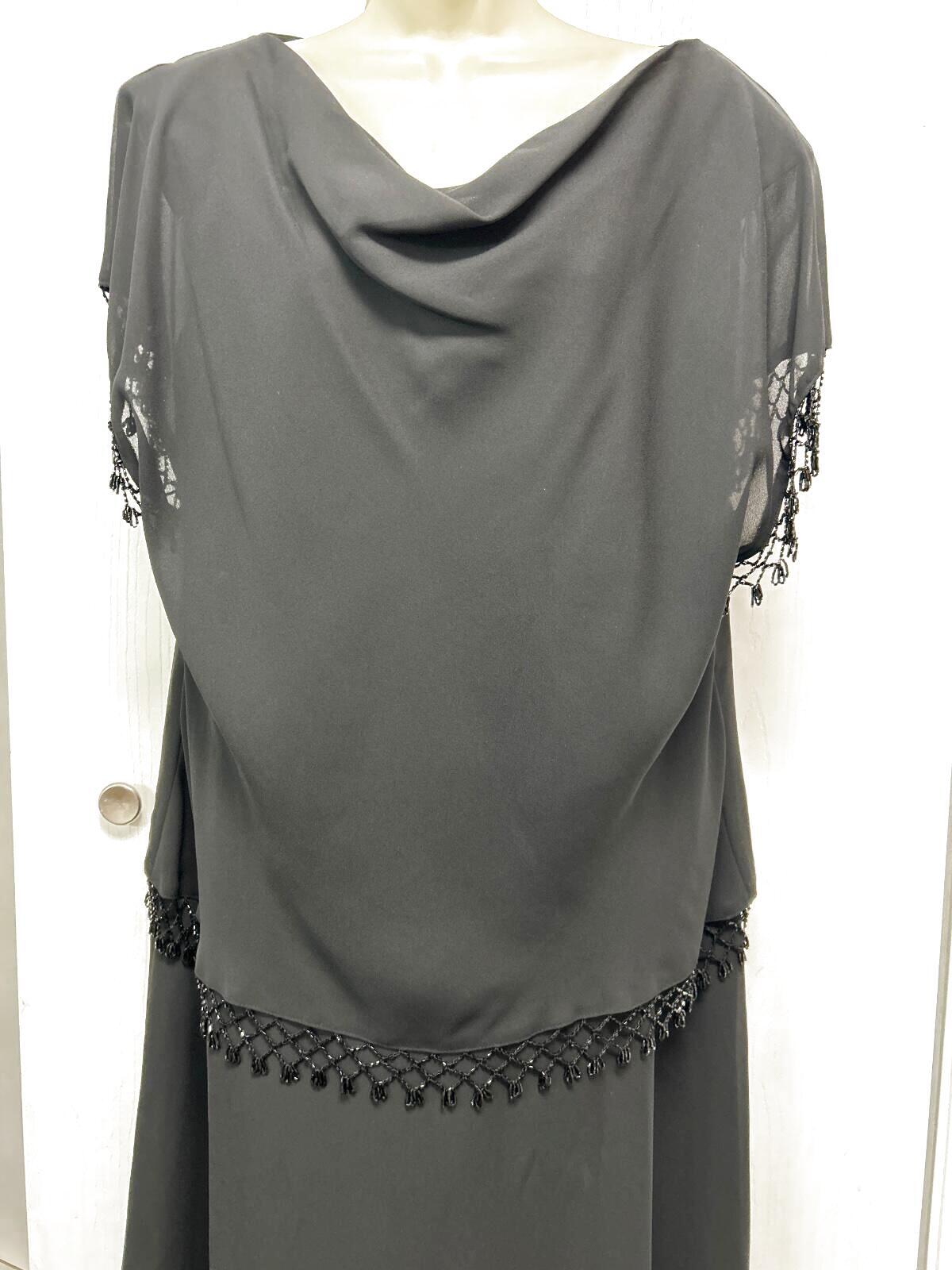 ALEX EVENINGS Dress Size 16 black beaded layered Longer Length