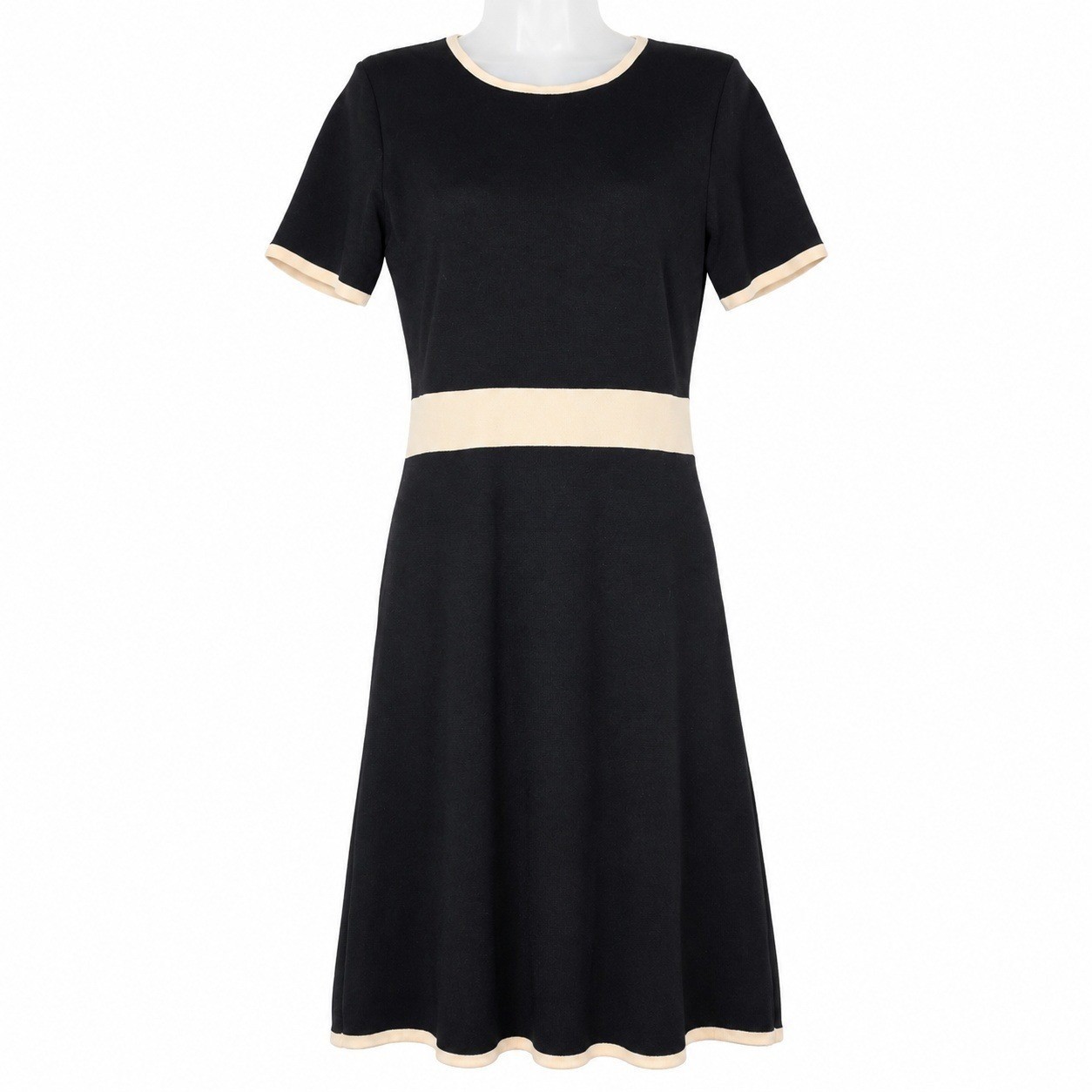Brooks Brothers Knit Dress Womens M Black Merino Wool Midi Mod Preppy Academia