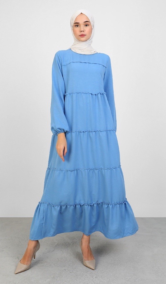 Light Blue Women Maxi Dress Lightweight Fabric Size 38