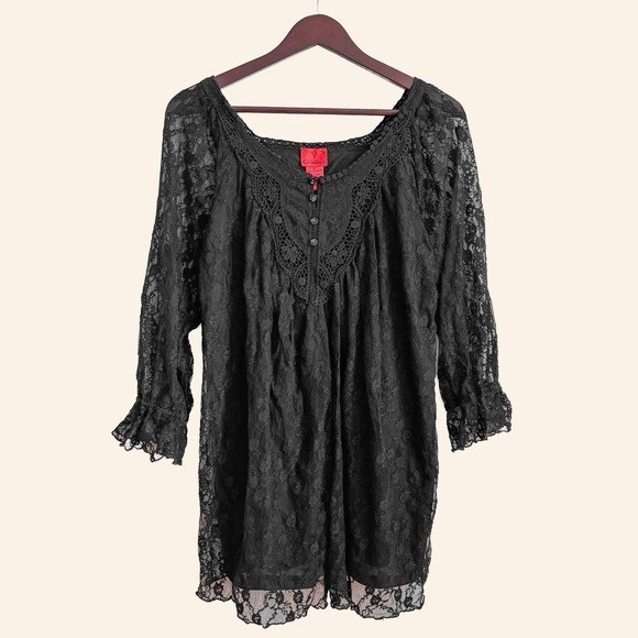 Cristina Black Lace Tunic Top