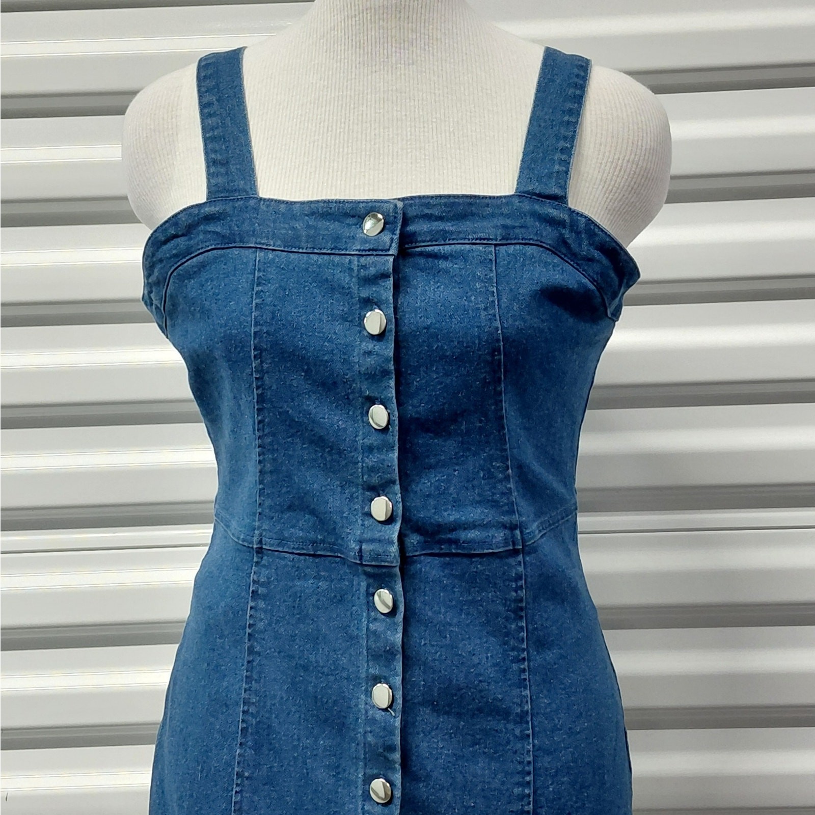 J for Justify Juniors Denim Dress Size Small Blue Y2K Festival Weekend Coastal