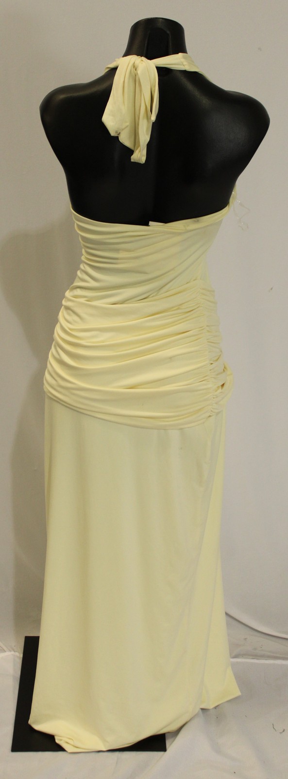 Peppermayo Women’s Maribelle V-Neck Open Back Halter Maxi Dress MS7 Lemon Size 4
