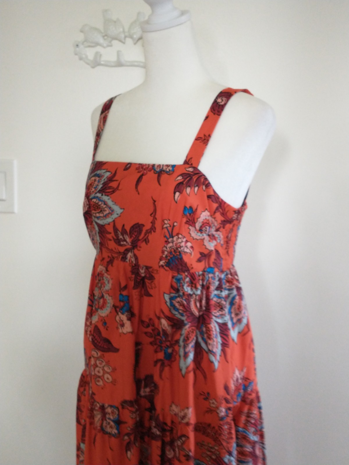 Rhode For Target Orange Boho Block Print Cotton Maxi Dress S
