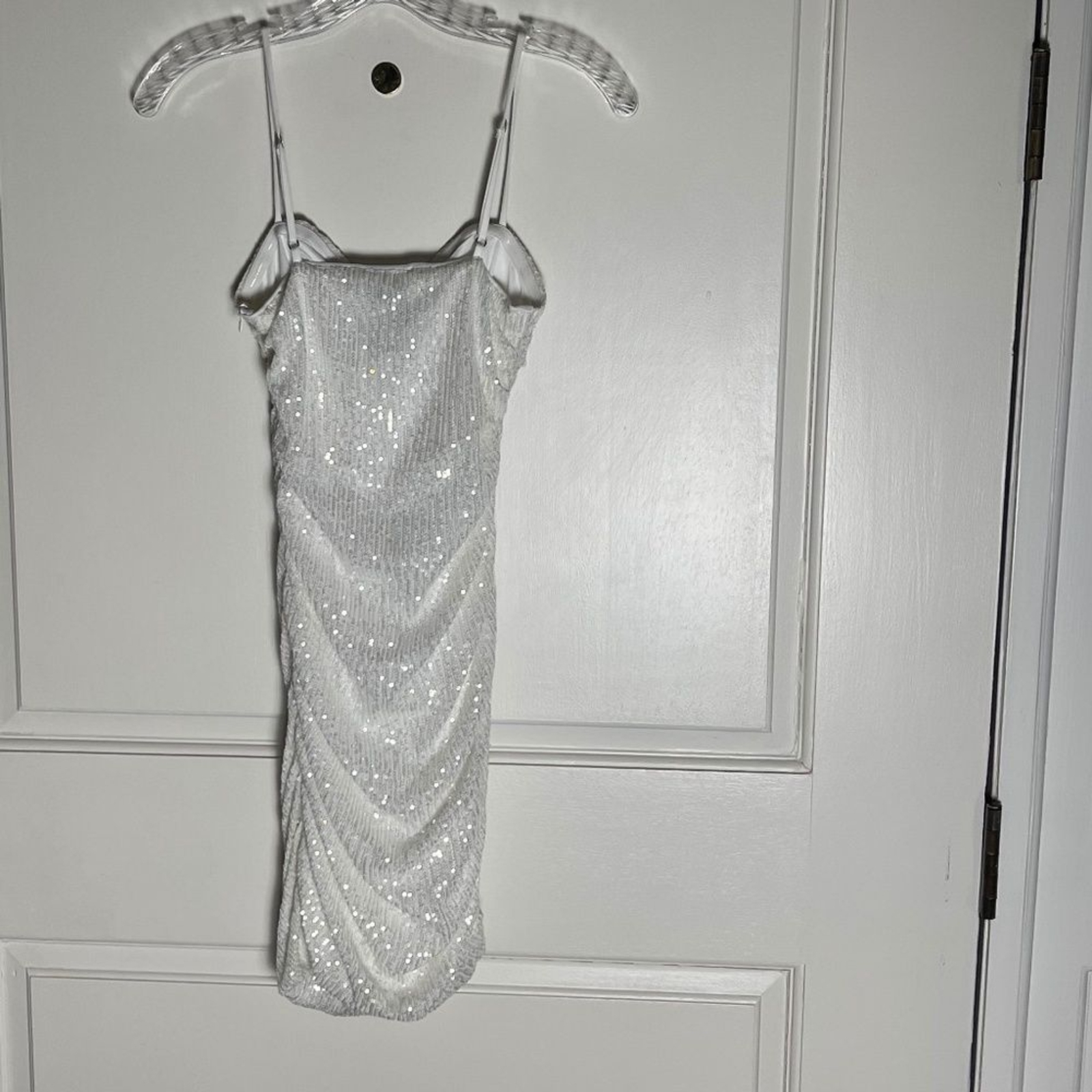 Hello Molly White Sequin Spaghetti-Strap Dress – Size Medium