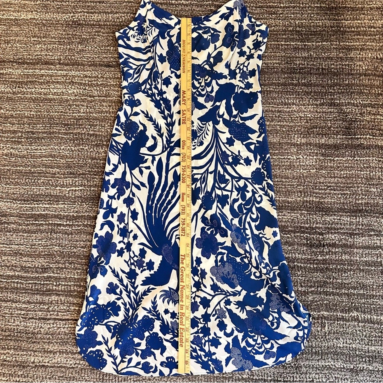 Figue Audra Silk Slip Dress Size Small Midi White Blue Floral Bird Print