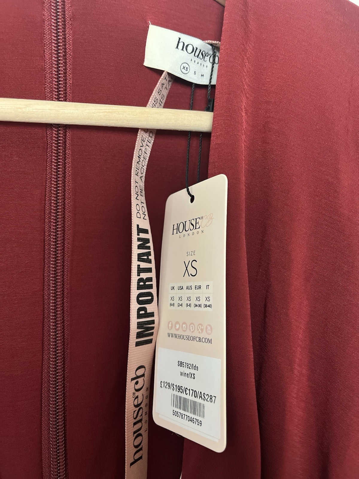 NWT House Of CB Ida Red Wine Ruched Dress XS