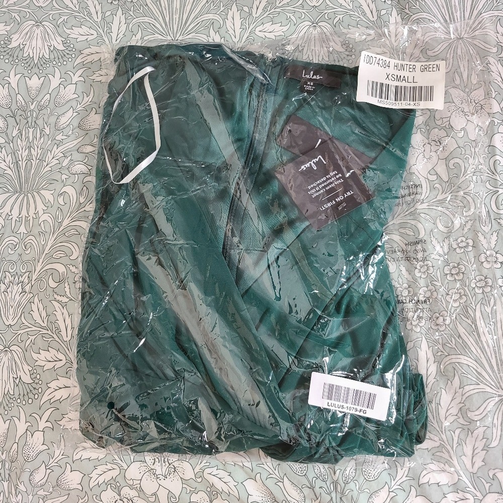 NWT $59 Lulus Marlay Emerald Green Ruched Long Sleeve Bodycon Dress Womens XS
