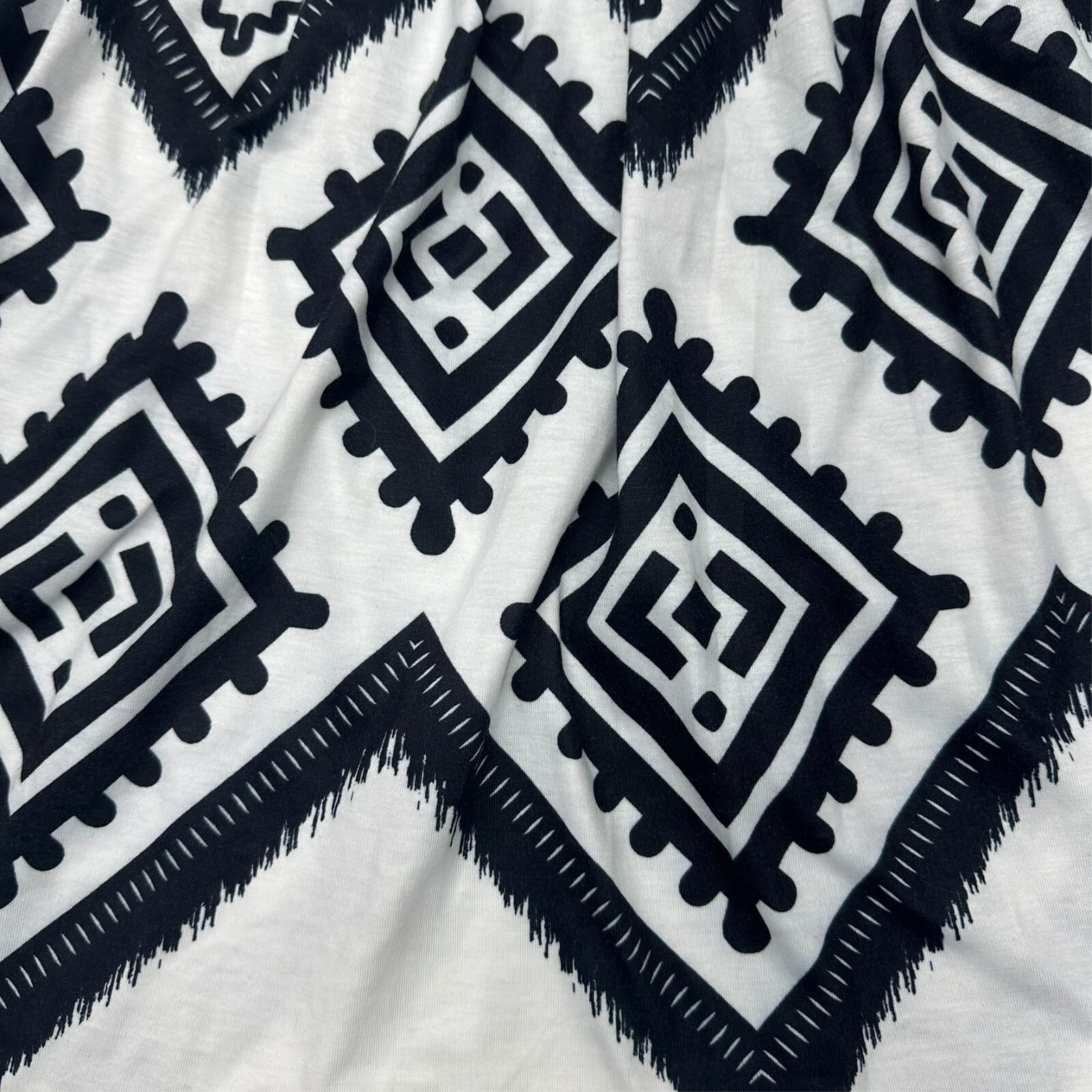 Shein Black & White Geometric Print Rouched Waist Sleeveless Dress Womens Size S