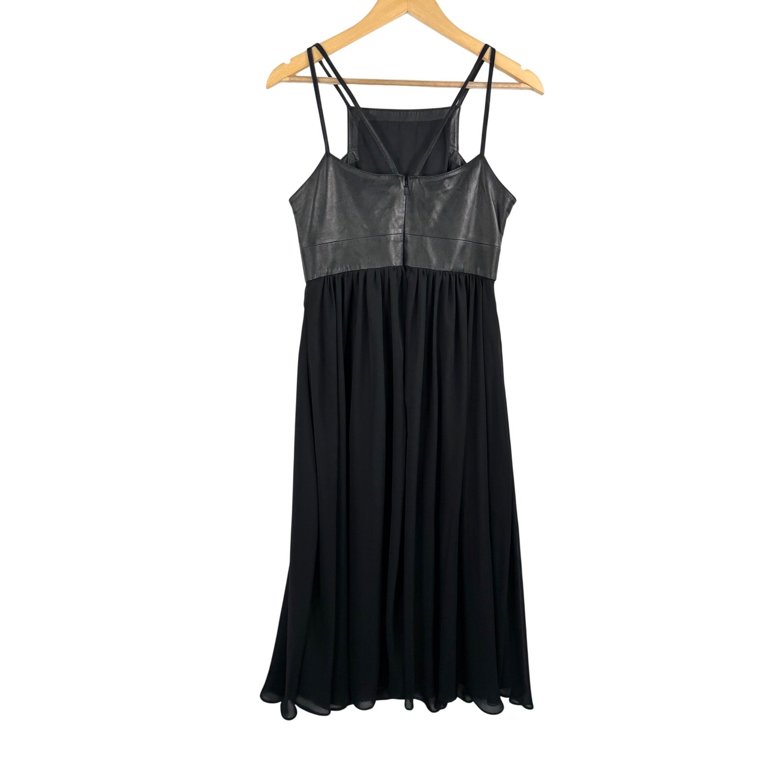 Banana Republic monogram lamb leather dress whimsigoth fairy black sz 6