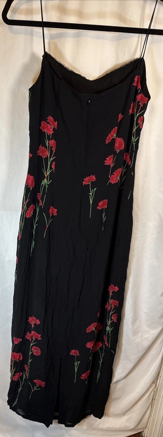 A.B.S. By Allen Schwartz Vintage Y2K Black Floral Spaghetti Strap Slip Dress Sz6
