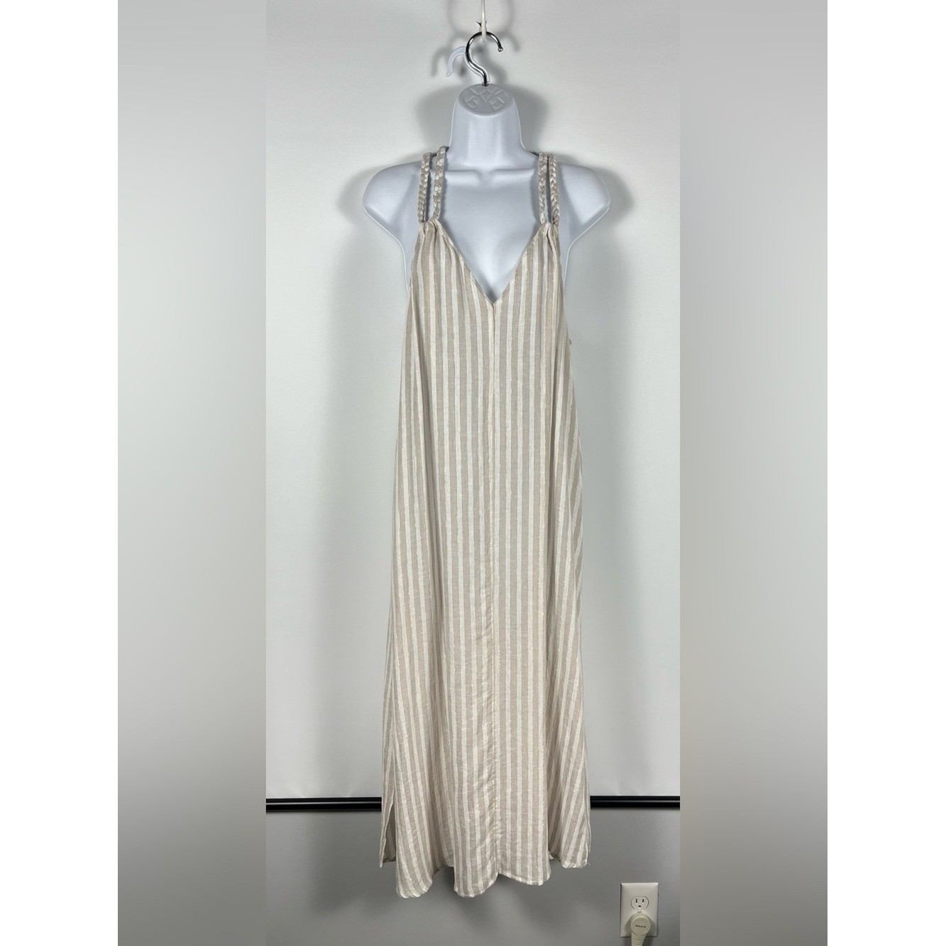 RACHEL ASHWELL Stripe Linen Rayon Blend Midi Dress Size Medium New with tags