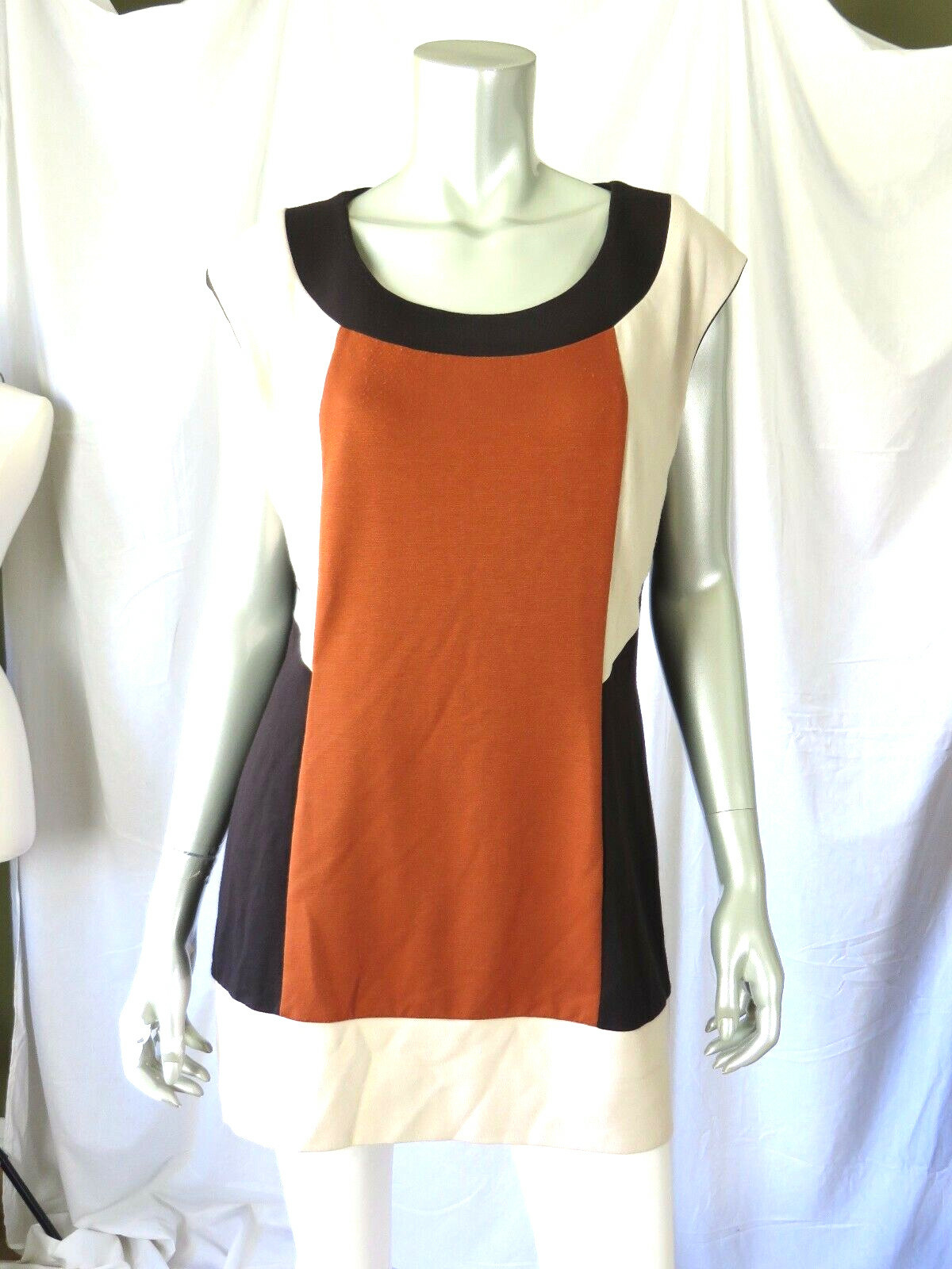 SARELLE SZ 44 or L Color Block 3 Tone Lined Soft Thick Jersey Sweater Dress