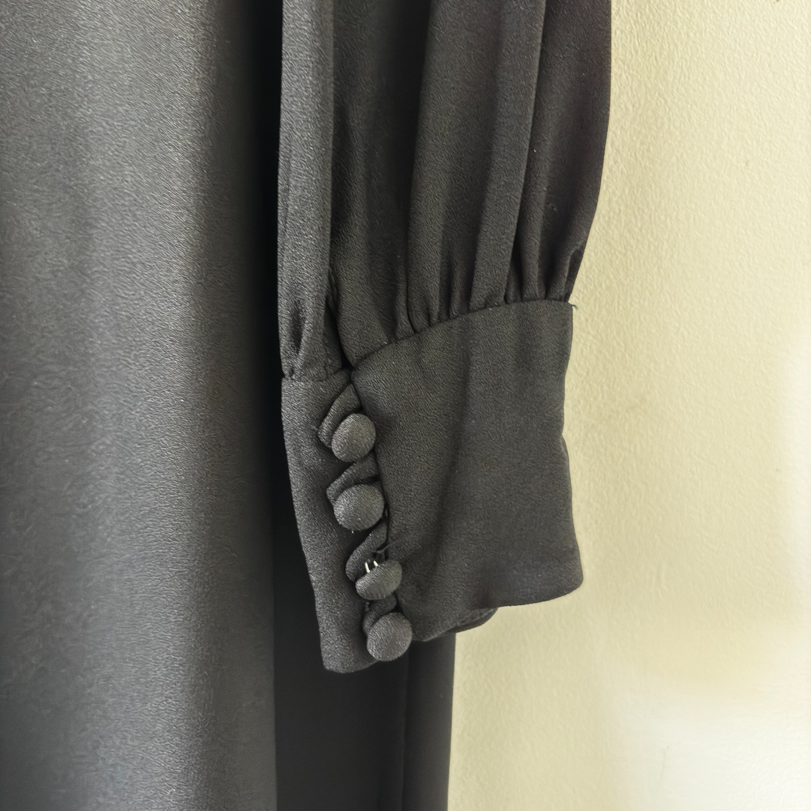 Black Dress Size M Long Sleeves Bow Tie Buttoned Cuff
