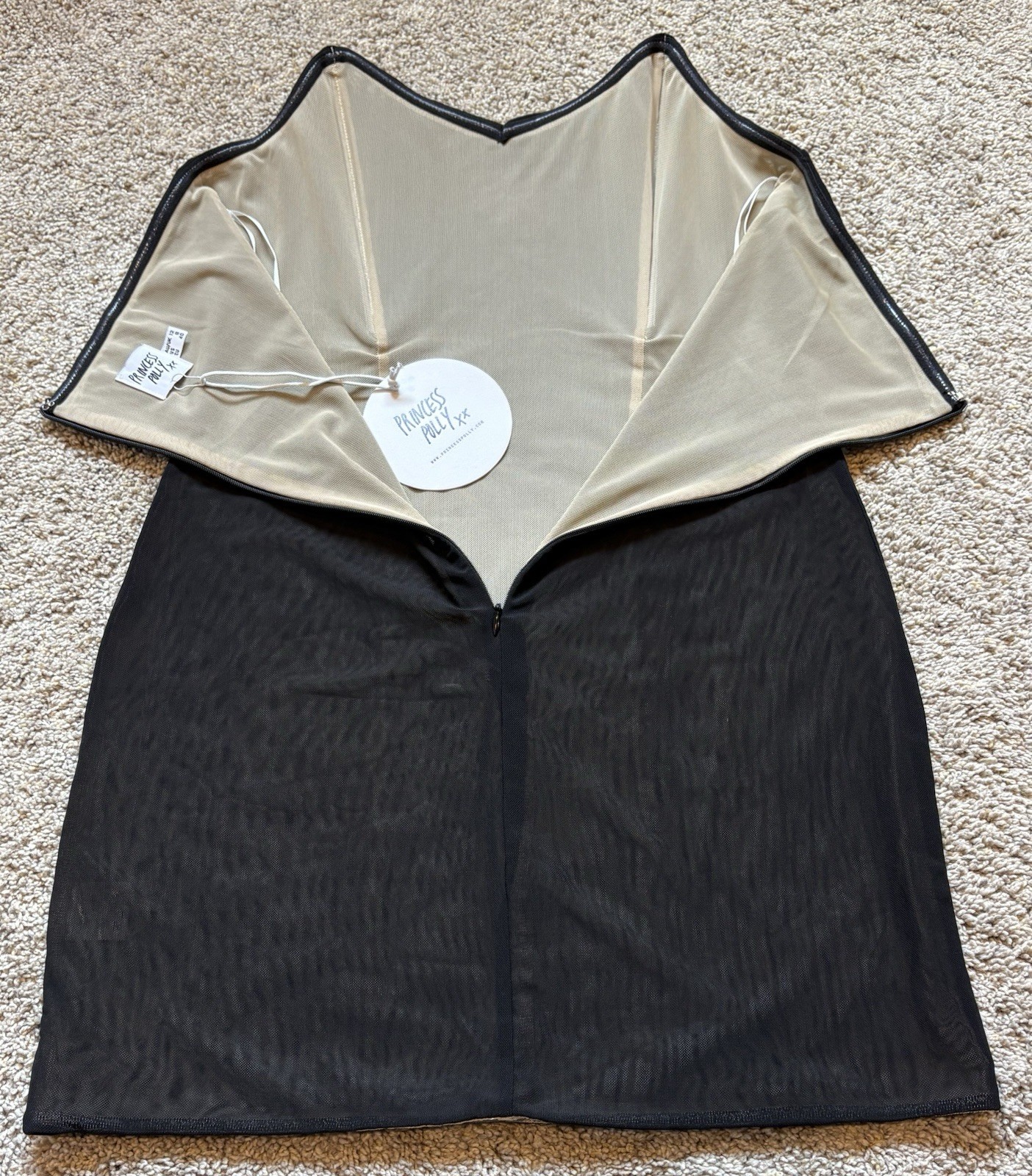 Princess Polly Azriel Black Corset Mini Body Con Dress Sheer Sexy New Size 8