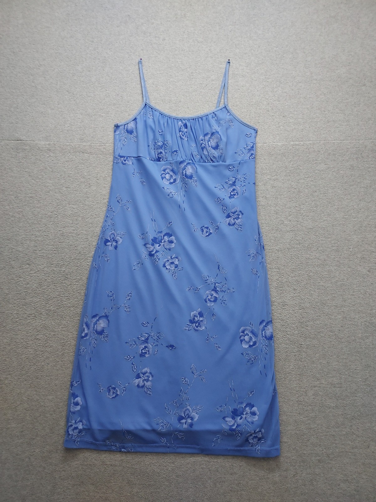 Iz Byer California Women Dress L Blue Floral Spaghetti Strap Minimalist Casual