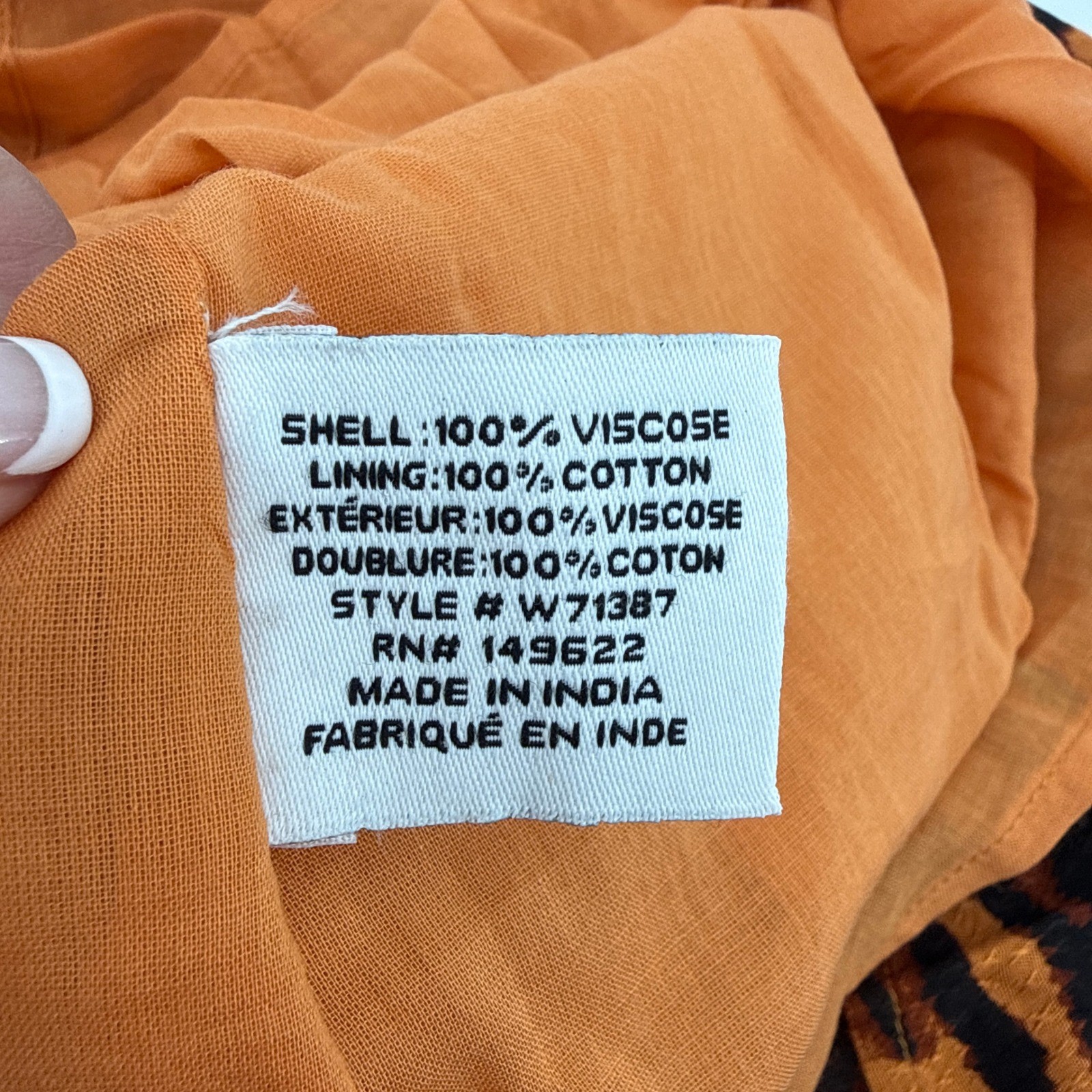 NWT Walter Baker Yosline Dress Wild Cat Tiger Print Square Neck Orange Black 4