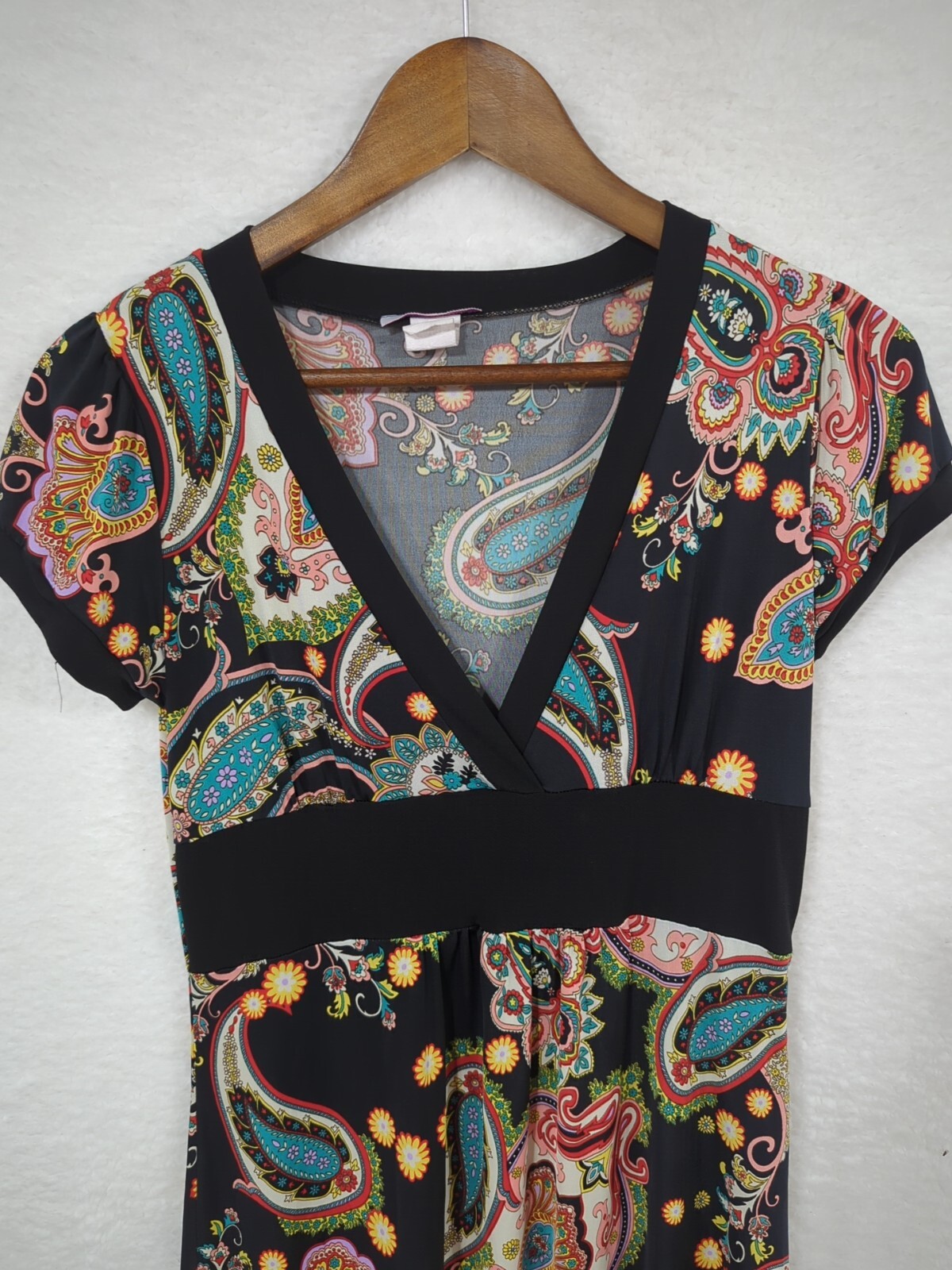 Lipstick Summer Dress Black Multicolor Paisley Design Made In USA Juniors Large