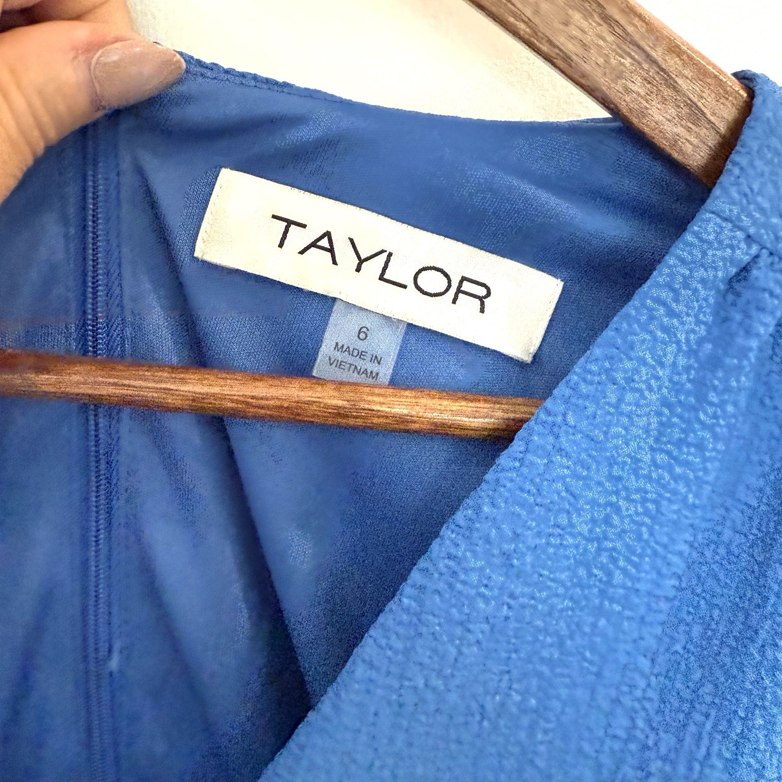 Taylor Dress 6 Party Wedding Nautical Blue Textured Ruffle-Hem Dress #156
