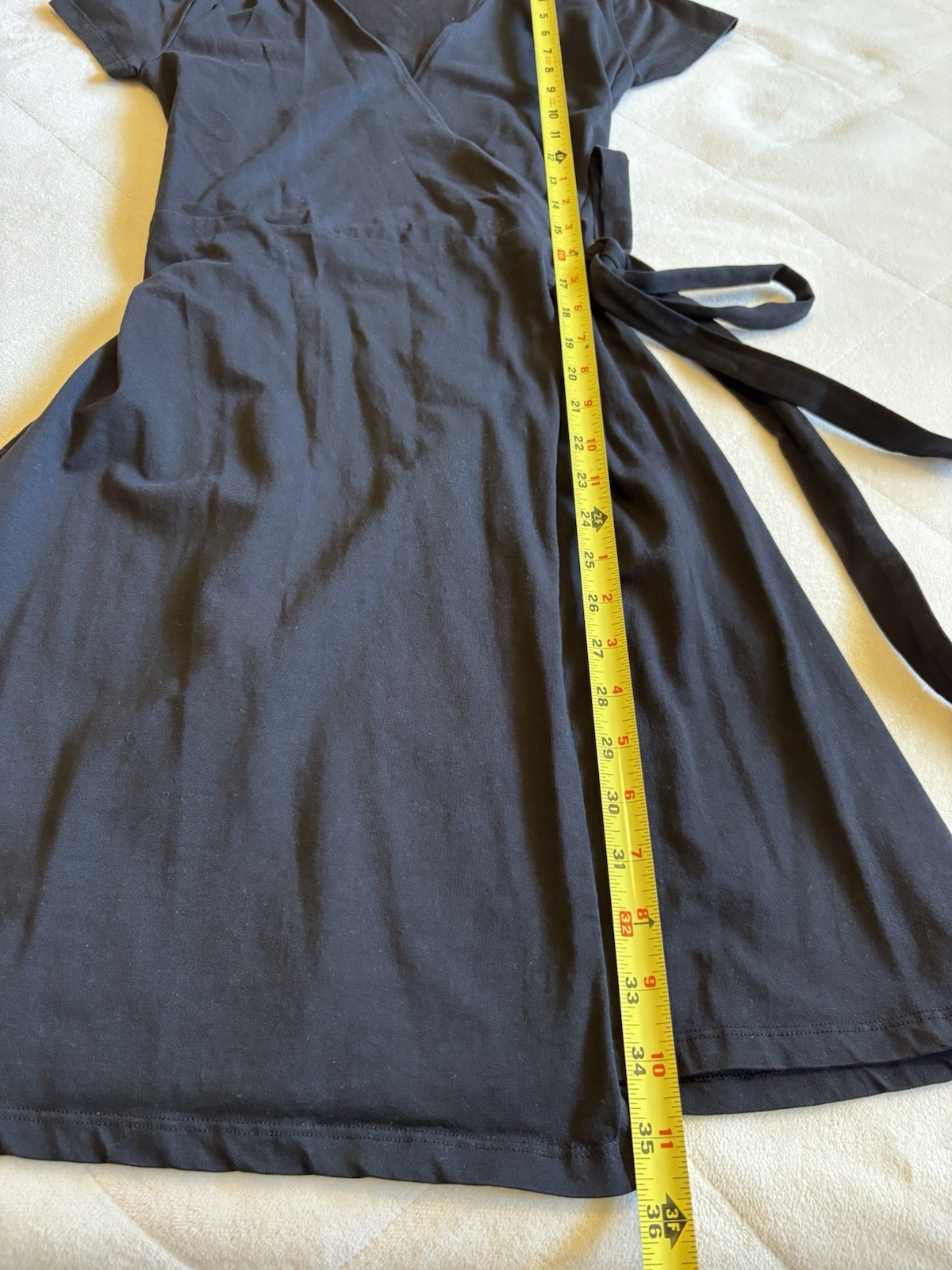 PACT Organic Cotton Black Wrap V Neck Dress Sz XS Short Slv (read description)