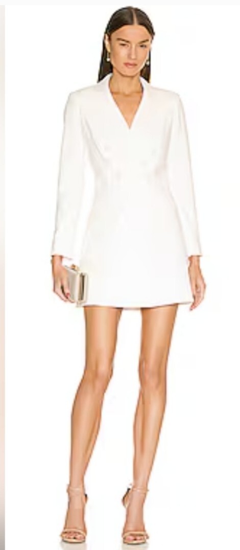 Alice + Olivia Kyrie Tuxedo Dress White Size 6 New NWT