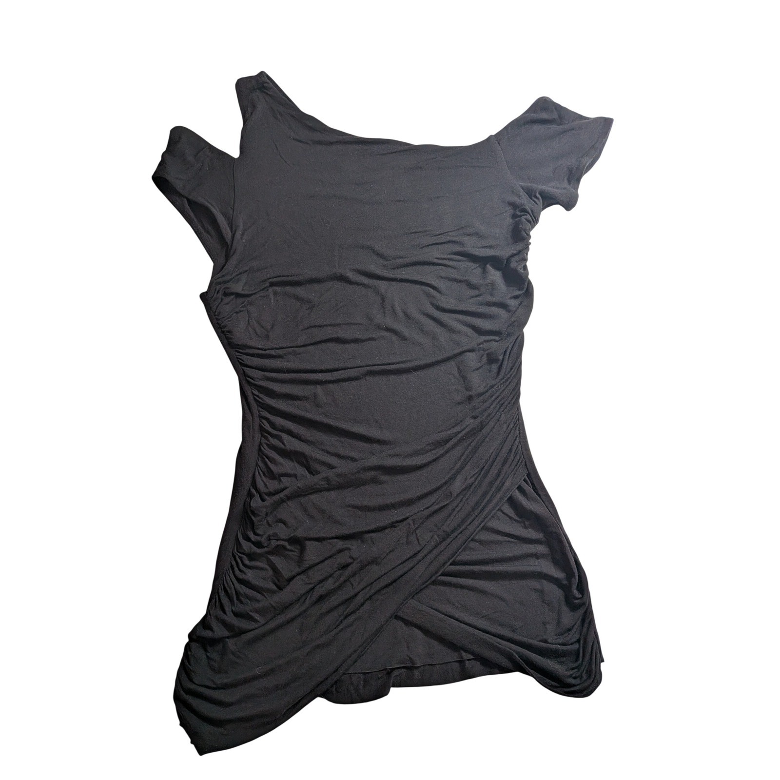 Bailey 44 Black Ruched One Shoulder Cold Shoulder Mini Dress Medium Made in USA