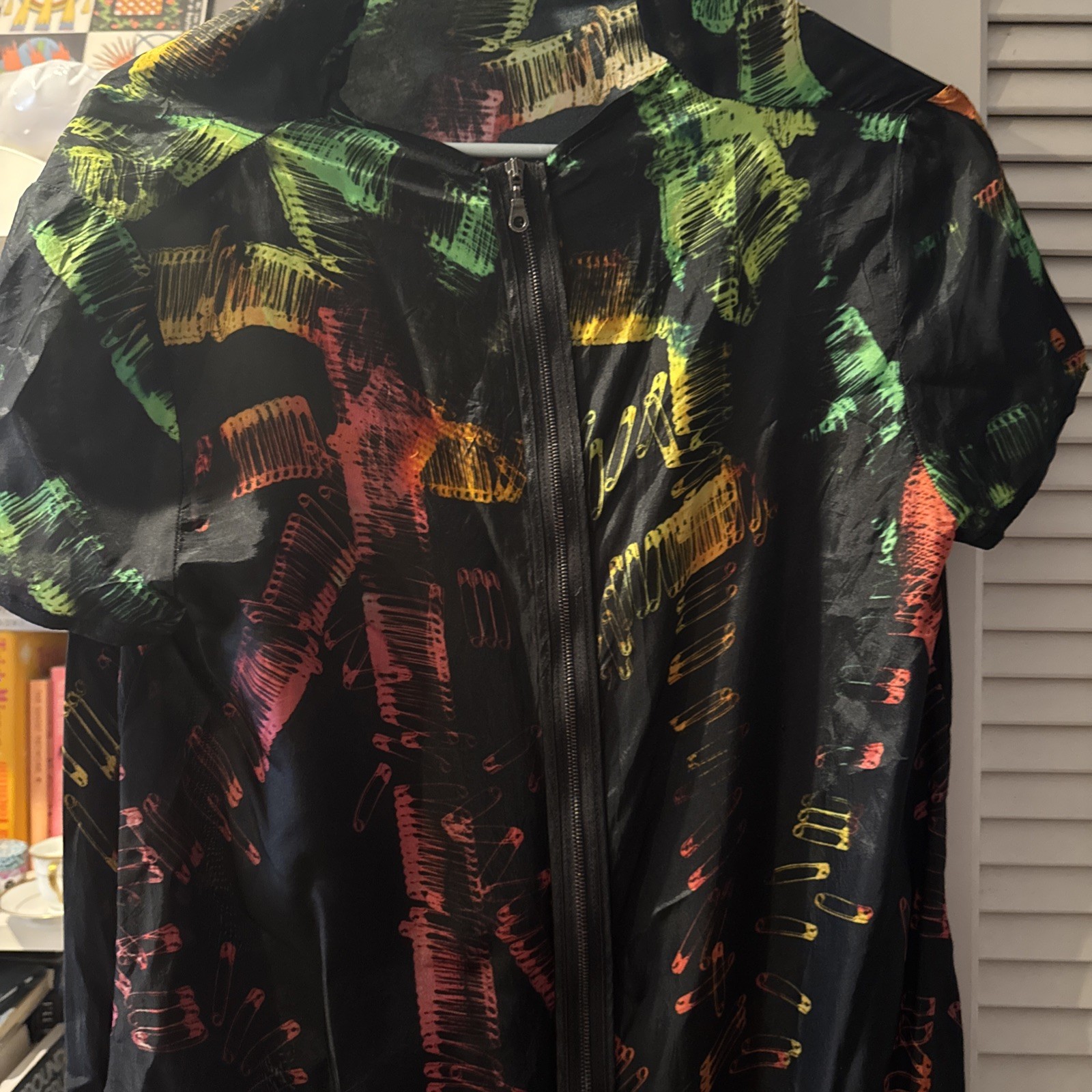 McQ Alexander McQueen Digital Print Safety Pin Cocoon Dress w/Pockets IT40
