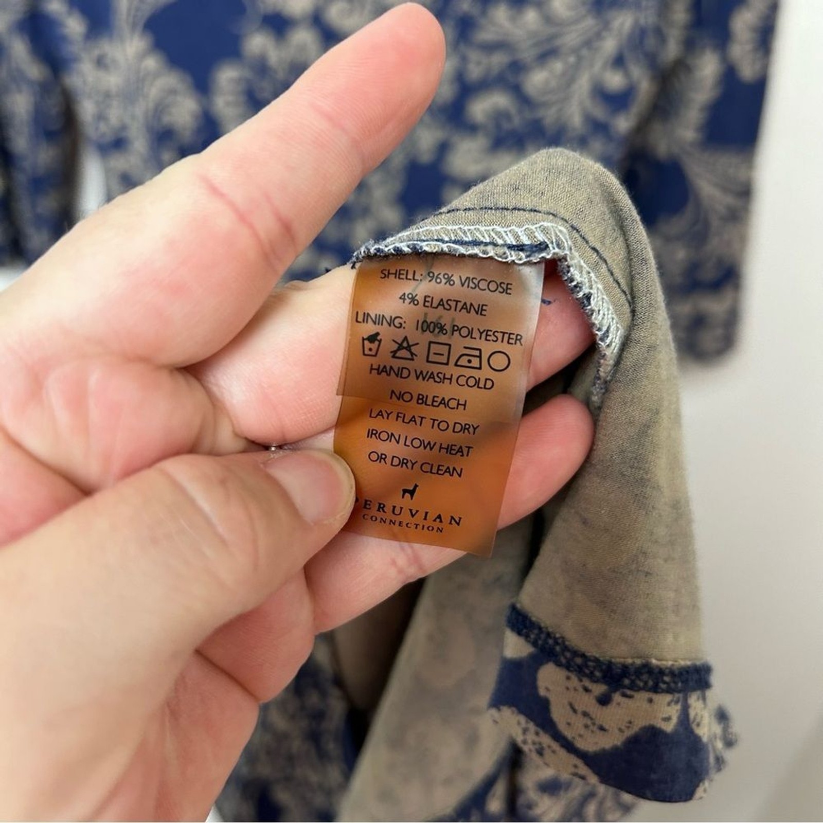 Peruvian Connection Blue Midi Quarter Sleeve Dress