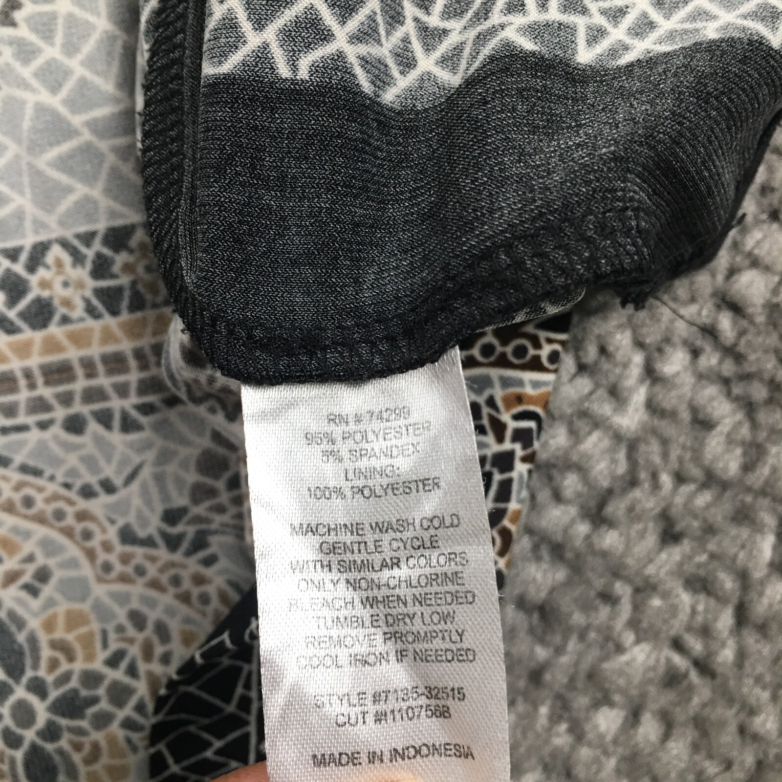 Intermission Womens Sleeveless Dress Sz 8 Black Mosaic Pattern Tie-Back Lined